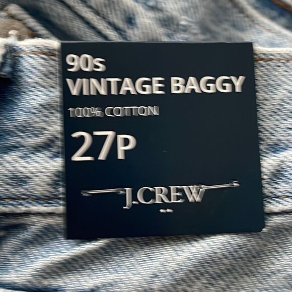 J Crew Factory NWT Petite '90s Vintage Baggy Jeans Size 27P in Clear Light Blue - Picture 5 of 13